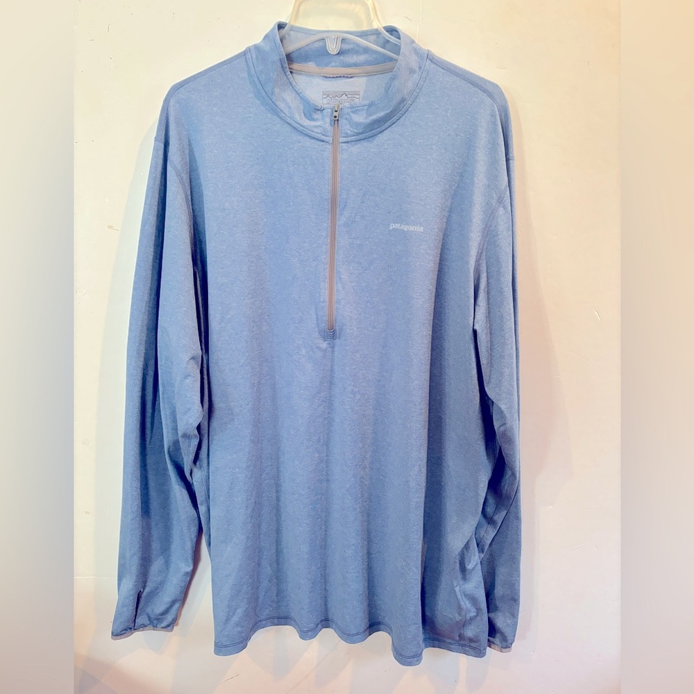 PATAGONIA Sz XXL Light Blue Half-Zip TOP